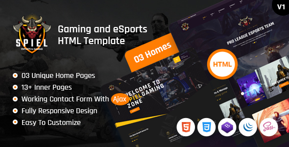 Spiel - Gaming and eSports HTML Template TFx 