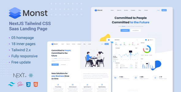 Monst - NextJS Tailwind CSS landing page TFx