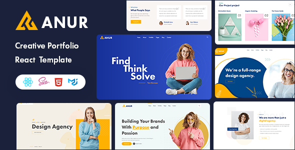 Anur - personal portfolio React Template TFx