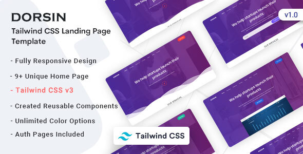 Dorsin - Tailwind CSS Landing Page Template TFx