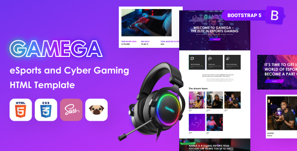 Gamega - eSports and Cyber Gaming HTML Template TFx 