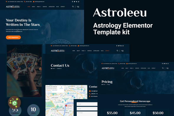 Astroleeu - Astrology amp Numerology Elementor Template Kit TFx