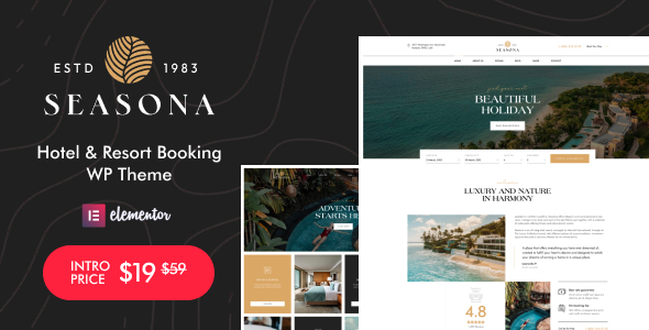 Seasona - Hotel amp Resort Booking WordPress Theme TFx