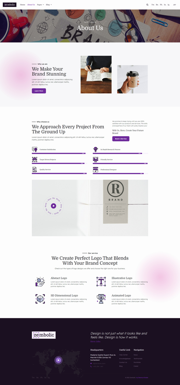 Zembolic - Brand Design Agency Elementor Template Kit TFx