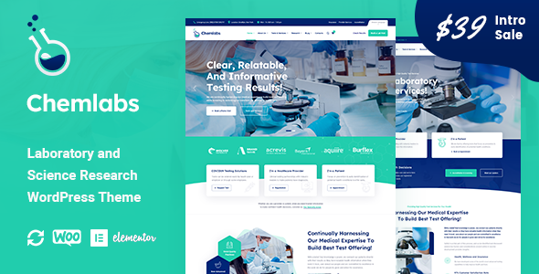 Chemlabs - Laboratory amp Science Research WordPress Theme TFx