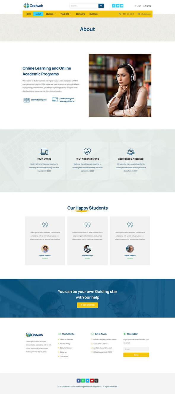 Qadwab - Online e-Learning Elementor Template Kit TFx