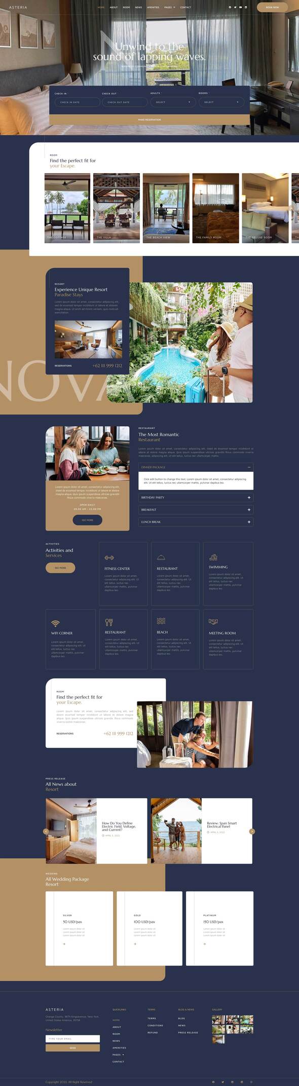 Asteria - Resort amp Hotel Elementor Template Kit TFx