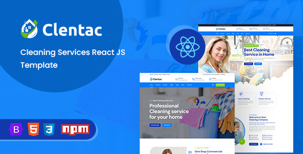 Clentac  Cleaning Services React JS Template TFx