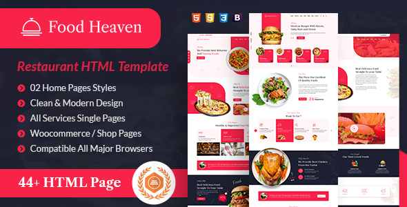 Food Heaven Restaurant and Recipe HTML Template TFx