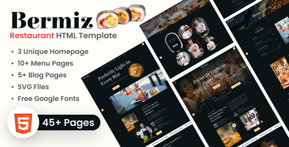 Multipurpose Restaurant and Food Delivery HTML Template  Bermiz TFx