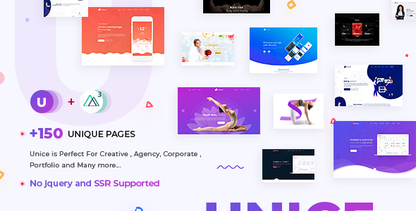 Unice – Creative Agency amp Business Multipurpose NuxtJs Template TFx