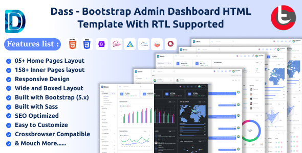 Dass - Bootstrap Admin Dashboard HTML Template With RTL Sported TFx
