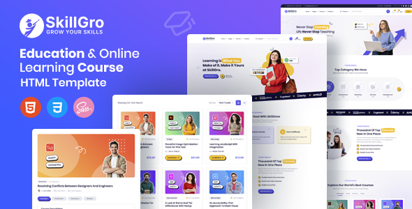 SkillGro - Online Courses amp Education Template TFx