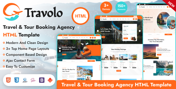 Travolo - Travel Agency amp Tour Booking HTML Template TFx