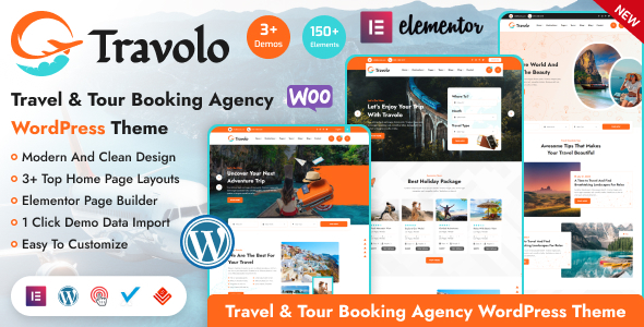 Travolo - Travel Agency amp Tour Booking WordPress Theme TFx