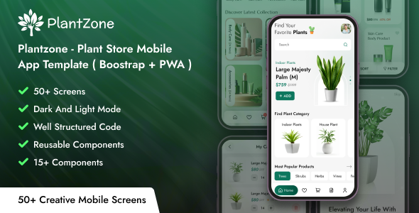 PlantZone – Plant Store Mobile App Template  Bootstrap  PWA  TFx