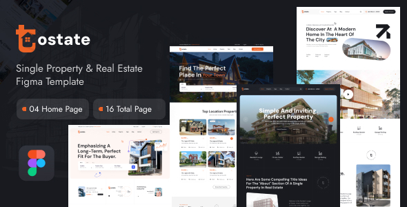 Tostate - Single Property amp Real Estate Figma Template TFx