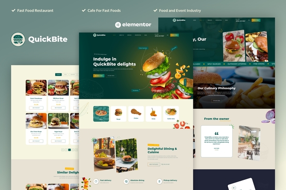 Quick Bite - Restaurant amp Cafe Elementor Pro Template Kit TFx