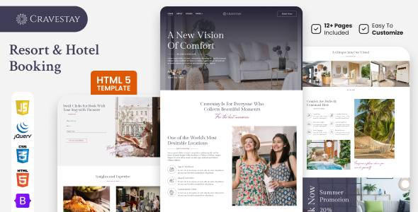 Cravestay  Luxury Hotel amp Resort HTML5 Template TFx